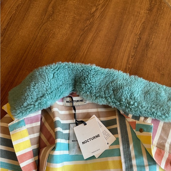 Nocturne 2XL Striped Shacket Shirt Jacket Colorful Stripes Front Button Down NWT - Picture 6 of 12